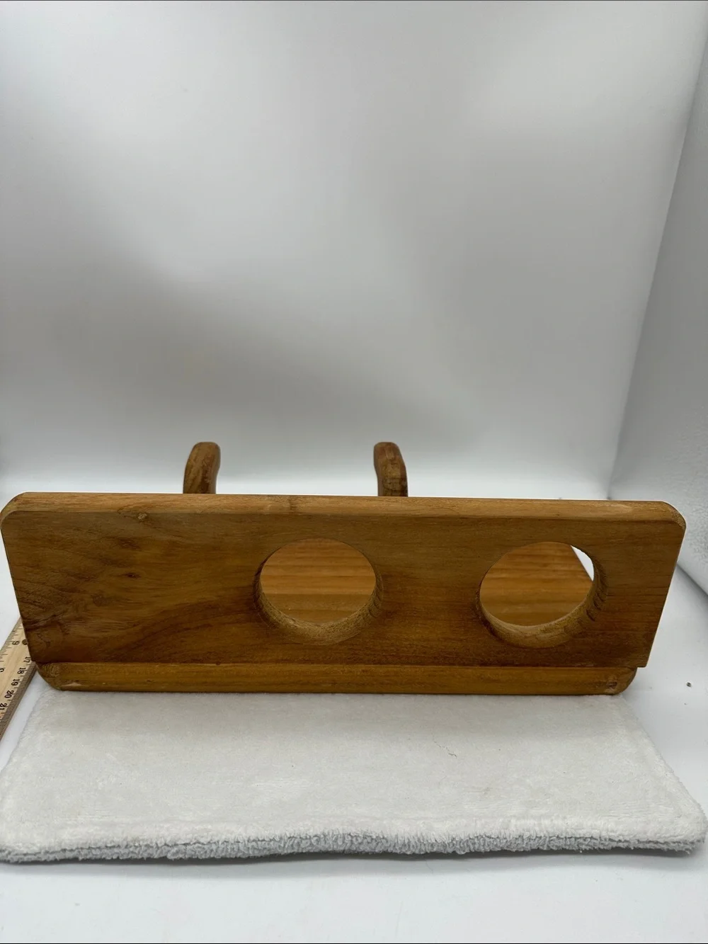 Vintage Wooden Wall Hook Shelf with Two Cup Holders - Brown